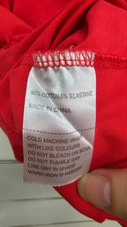 K+K Red Short-Sleeve Top with Silver Buttons and Hardware - L