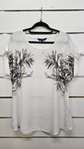 Zest White Floral-Print Short-Sleeve Blouse - 16