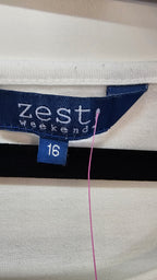 Zest White Floral-Print Short-Sleeve Blouse - 16