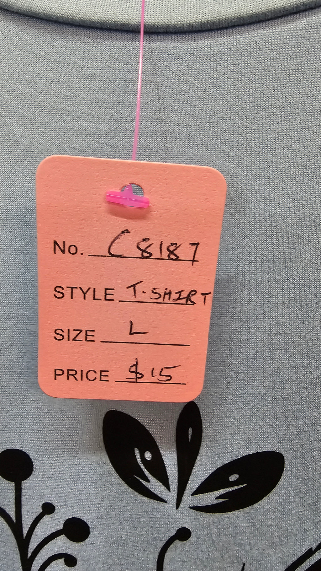 Blue Black-Print Short-Sleeve T-Shirt - L
