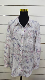 Just Jeans Pink Floral Long-Sleeve Shirt - 16