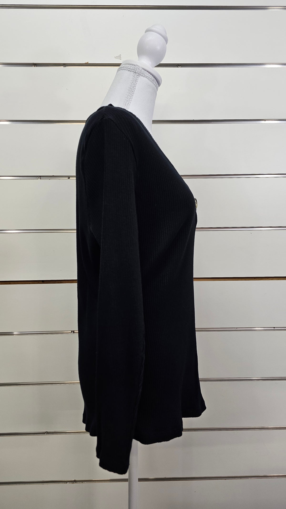 Anko Black Three-Button Long-Sleeve Top - 18