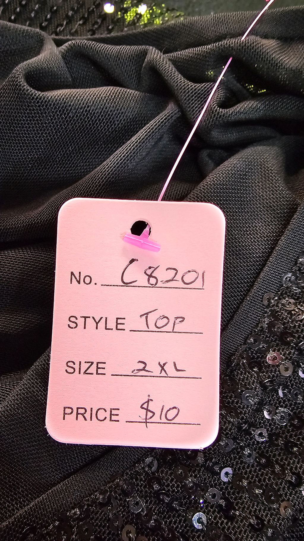 Black Sequin Top - 2XL