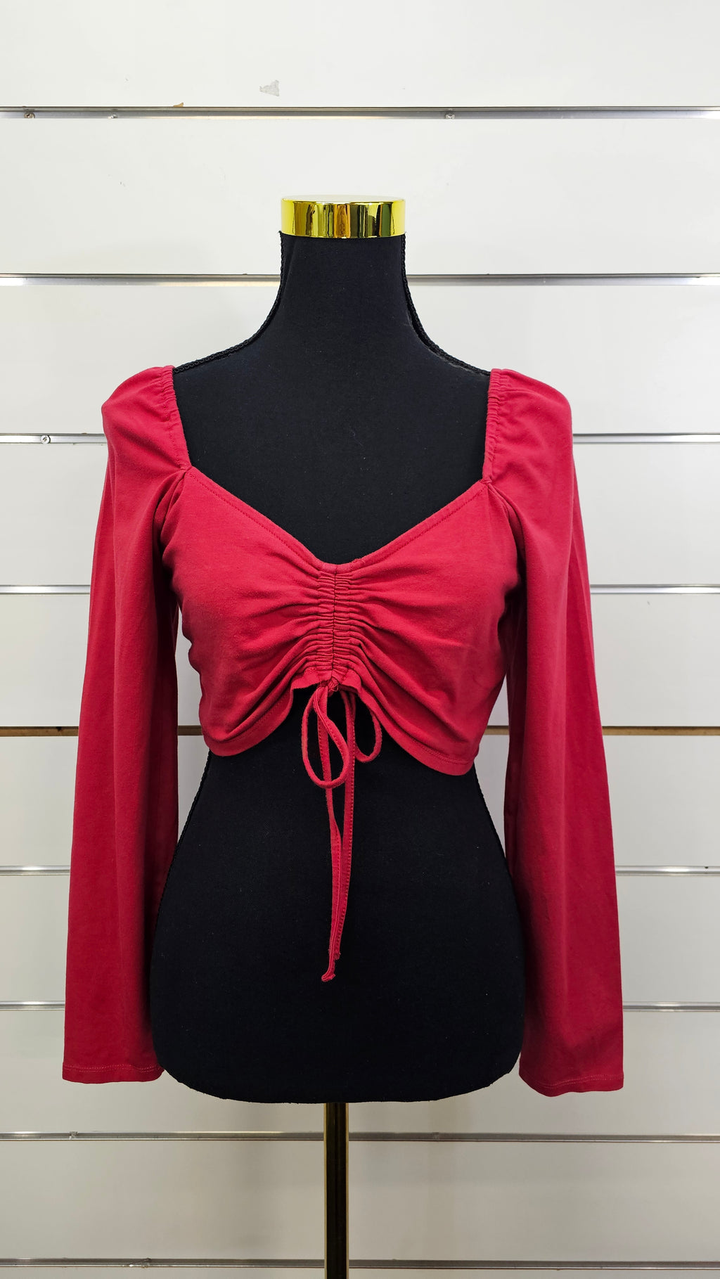 Glassons Red Long-Sleeve Cropped Top - XL