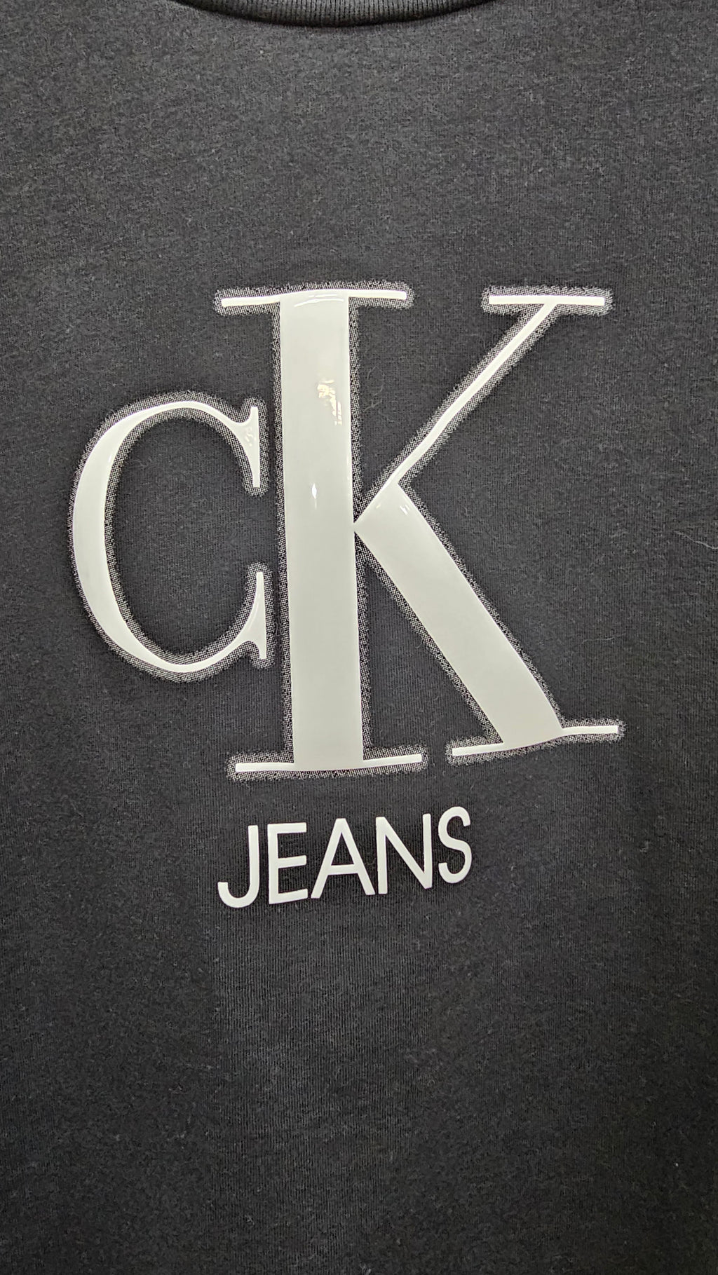 CK Jeans Cropped T-Shirt with Logo Print - L
