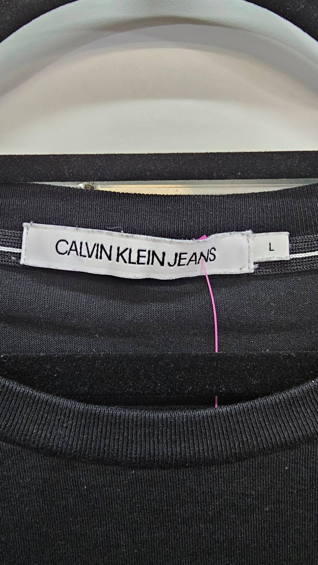 CK Jeans Cropped T-Shirt with Logo Print - L