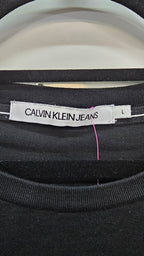 CK Jeans Cropped T-Shirt with Logo Print - L