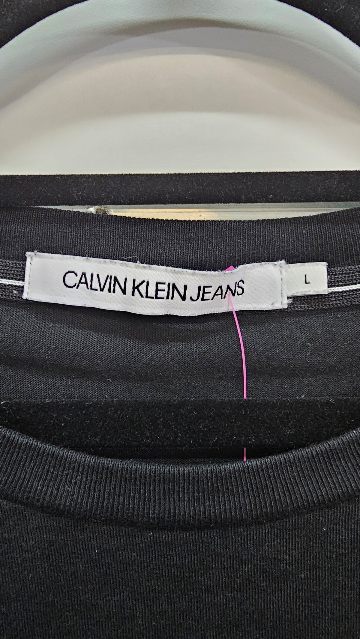 CK Jeans Cropped T-Shirt with Logo Print - L