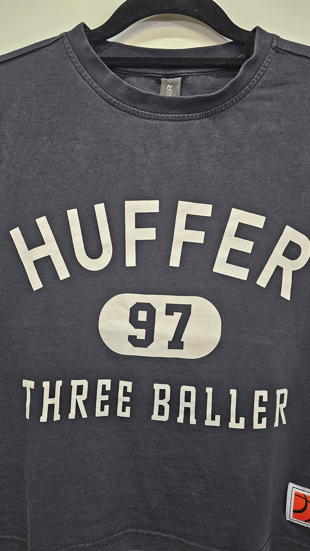 Huffer Black Cropped T-Shirt with Logo Print - M
