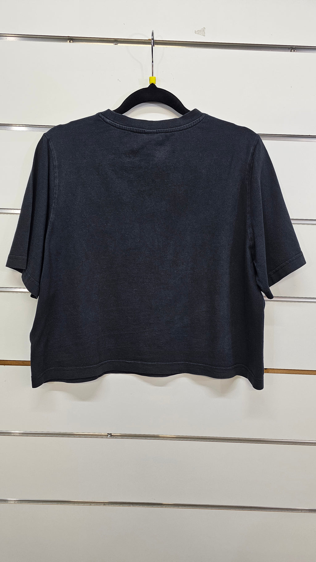 Huffer Black Cropped T-Shirt with Logo Print - M