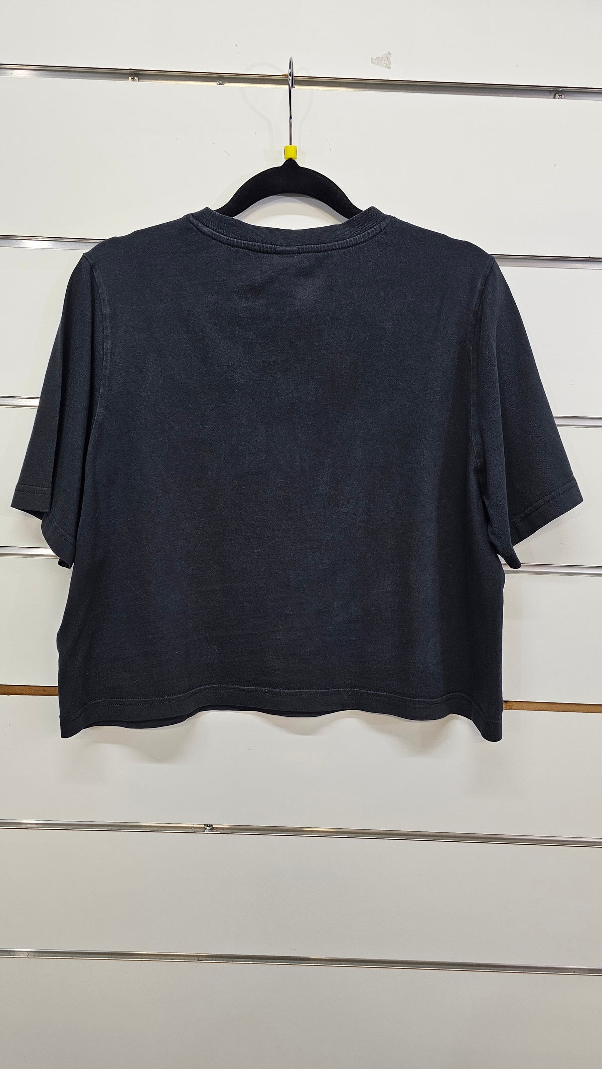 Huffer Black Cropped T-Shirt with Logo Print - M