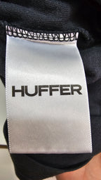 Huffer Black Cropped T-Shirt with Logo Print - M