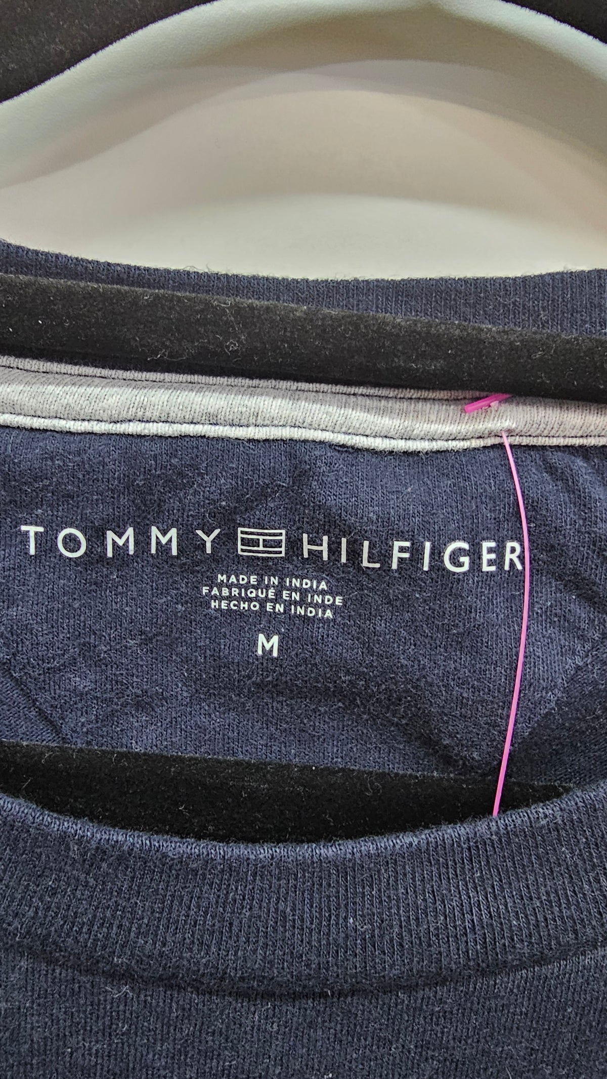 Tommy Navy Cropped T-Shirt with Embroidered Logo - M
