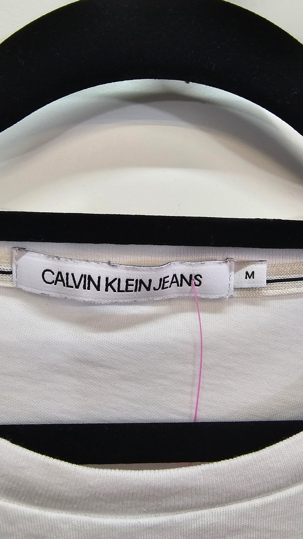CK Jeans White Cropped T-Shirt with Green Logo - M