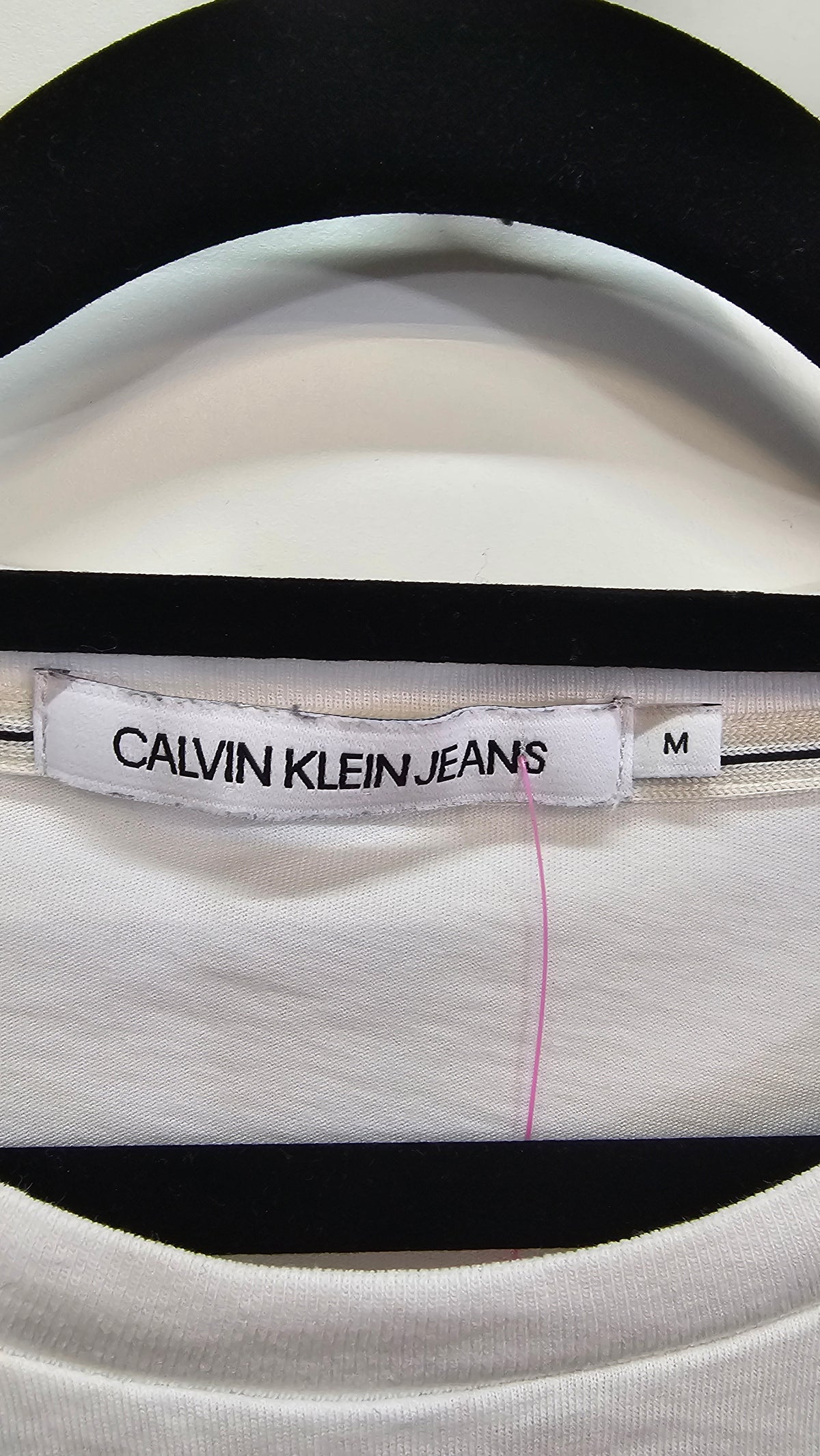 CK Jeans White Cropped T-Shirt with Green Logo - M