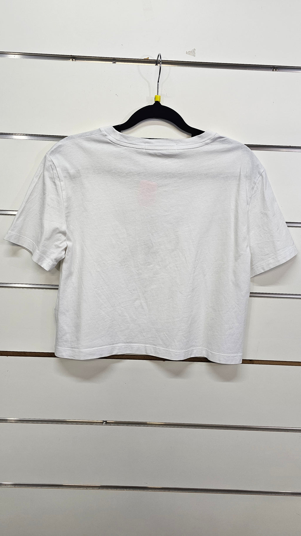 CK Jeans White Cropped T-Shirt with Green Logo - M