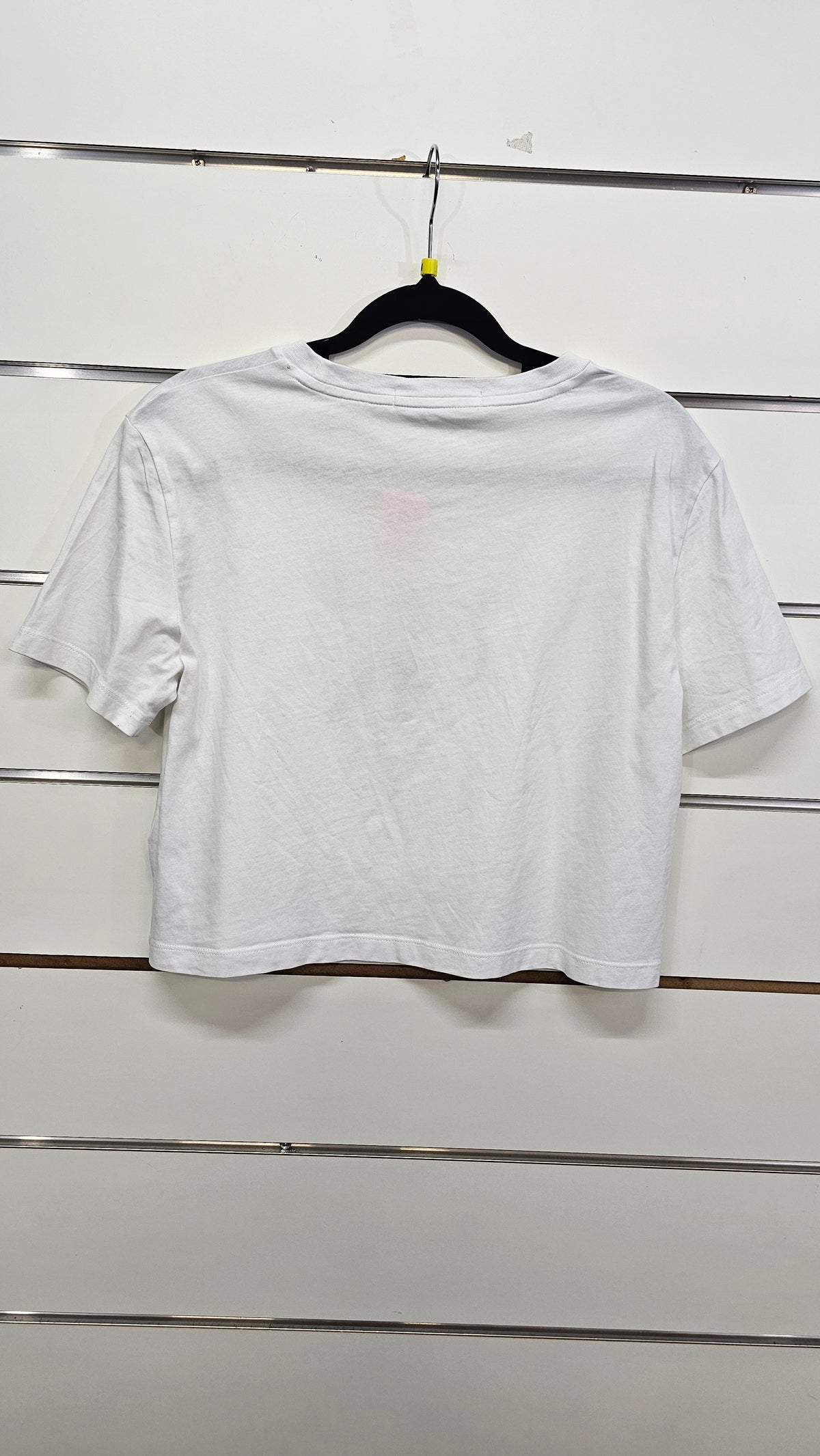 CK Jeans White Cropped T-Shirt with Green Logo - M