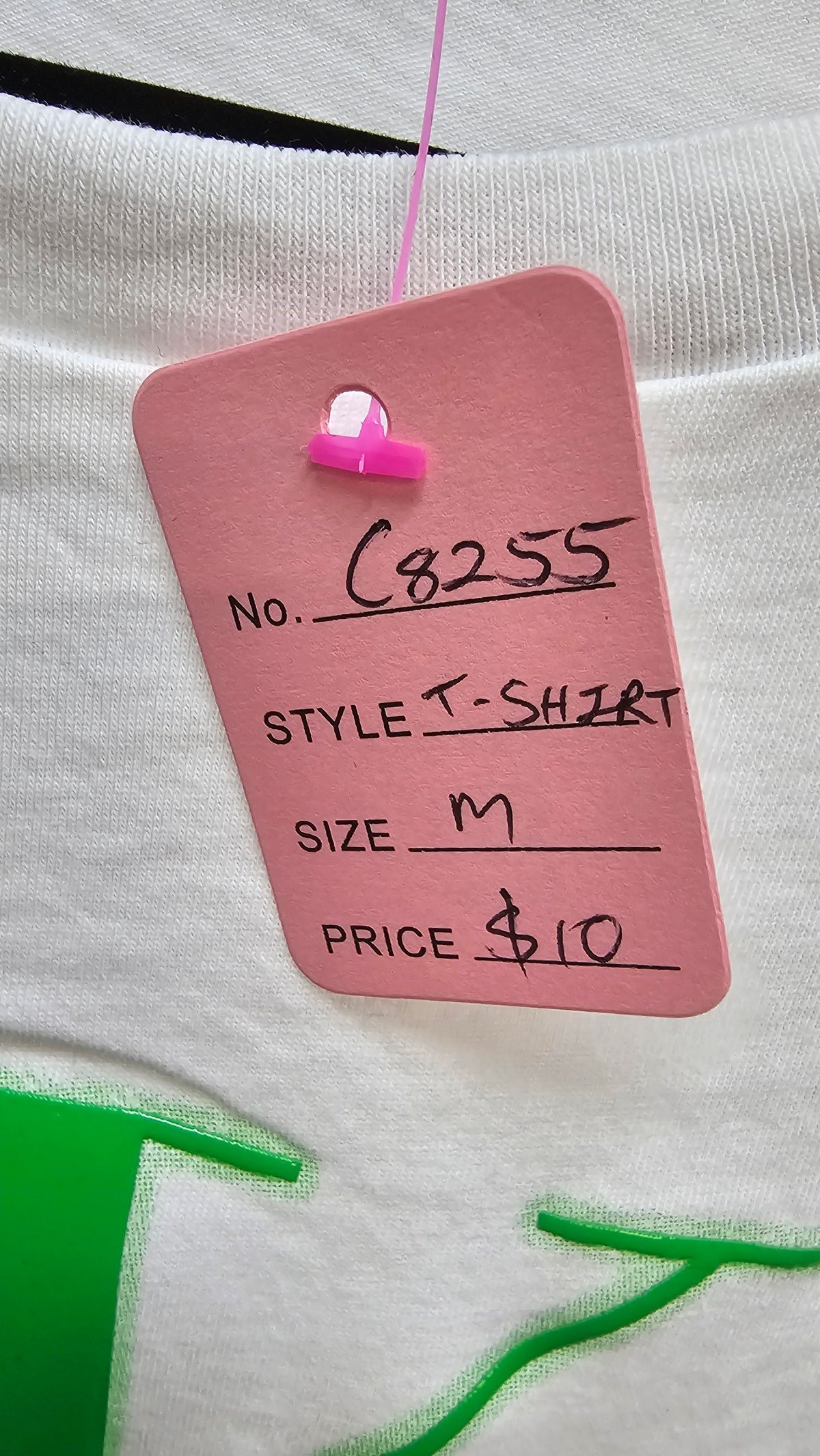 CK Jeans White Cropped T-Shirt with Green Logo - M