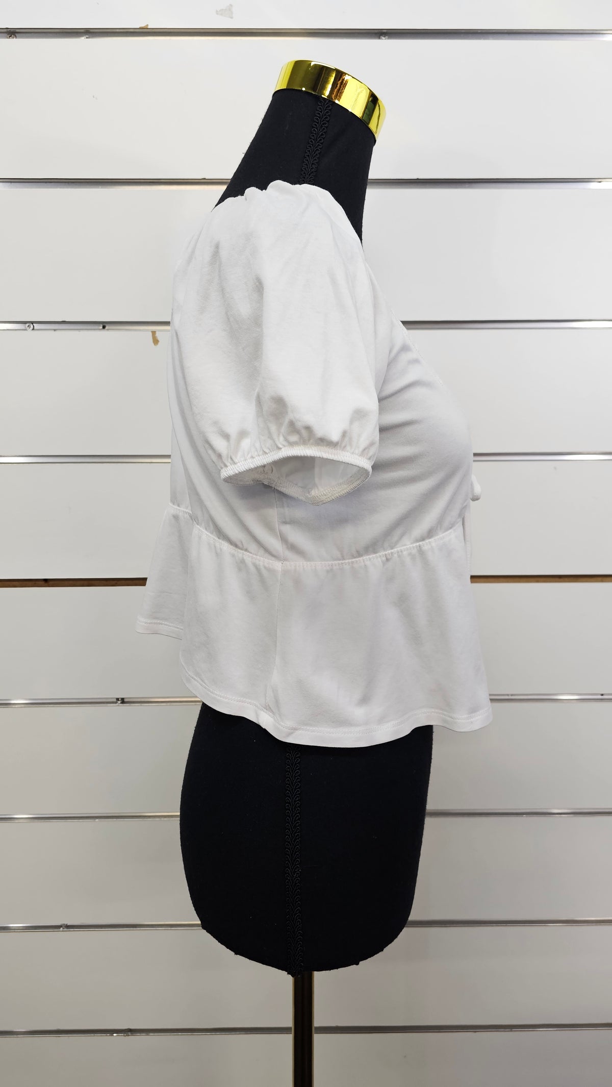 Cotton On White Puff-Sleeve Short-Sleeve Top - S