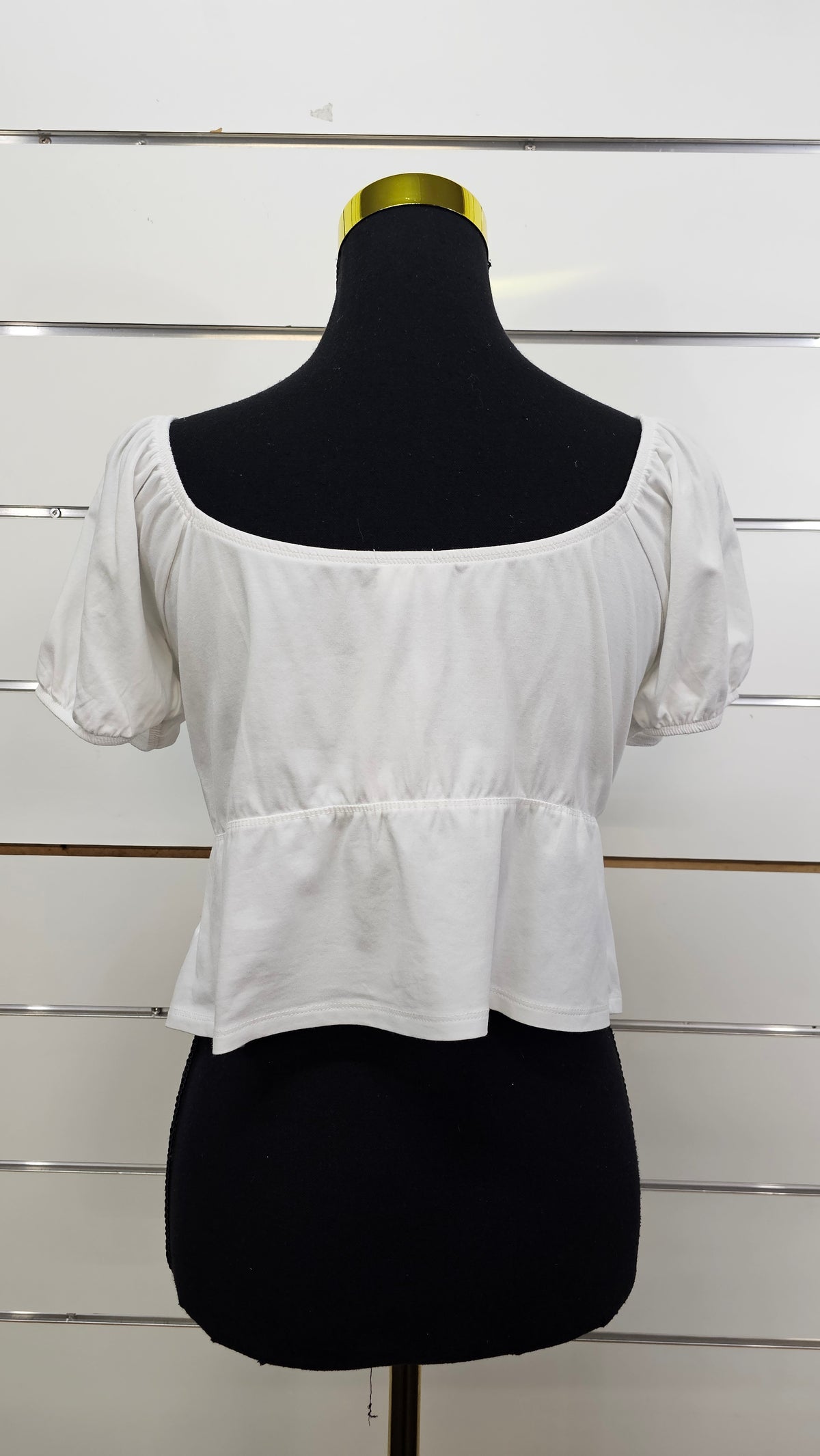 Cotton On White Puff-Sleeve Short-Sleeve Top - S