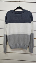 Grey/White Striped Cable-Knit Jersey - XL