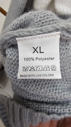 Grey/White Striped Cable-Knit Jersey - XL