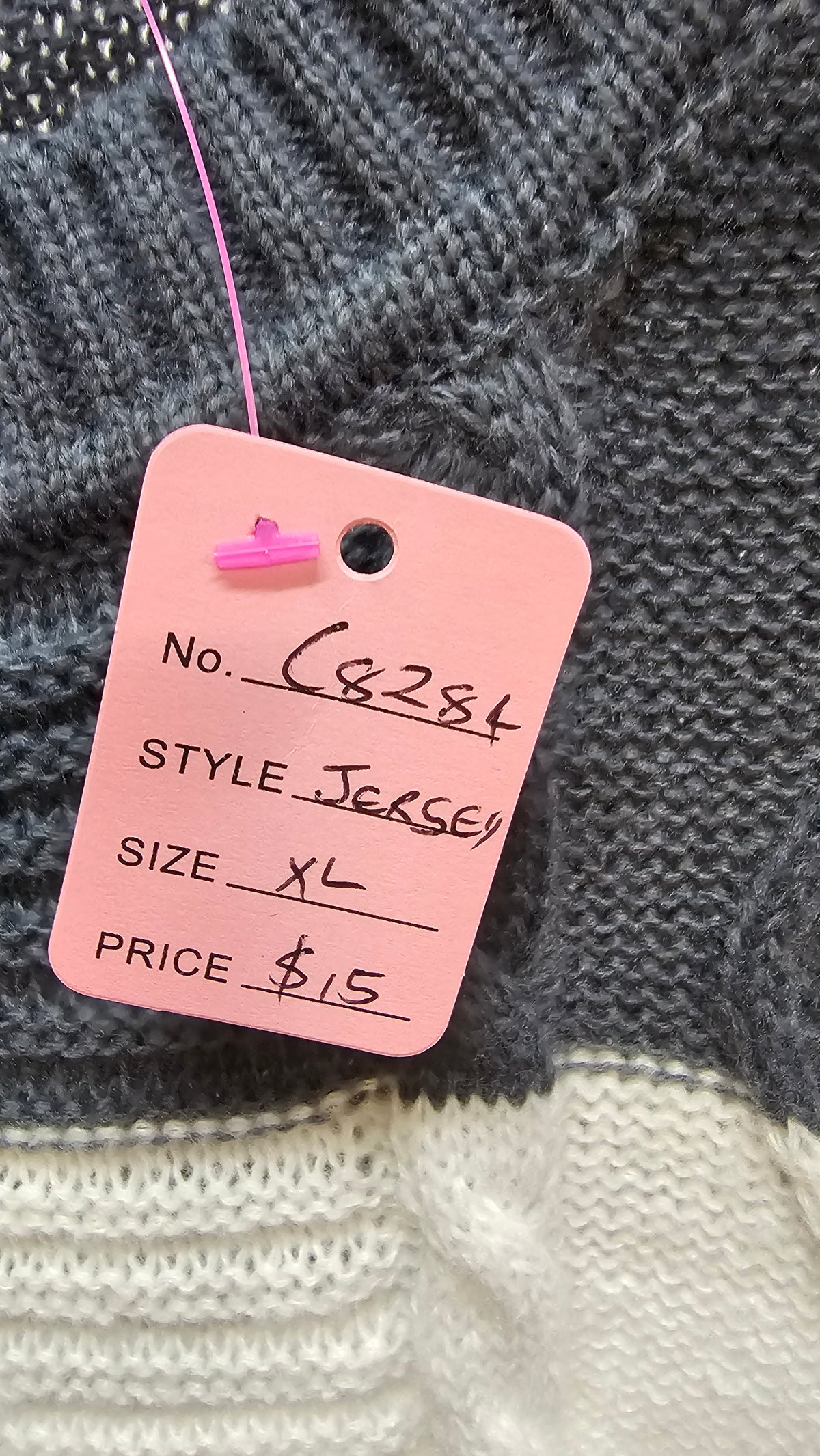 Grey/White Striped Cable-Knit Jersey - XL