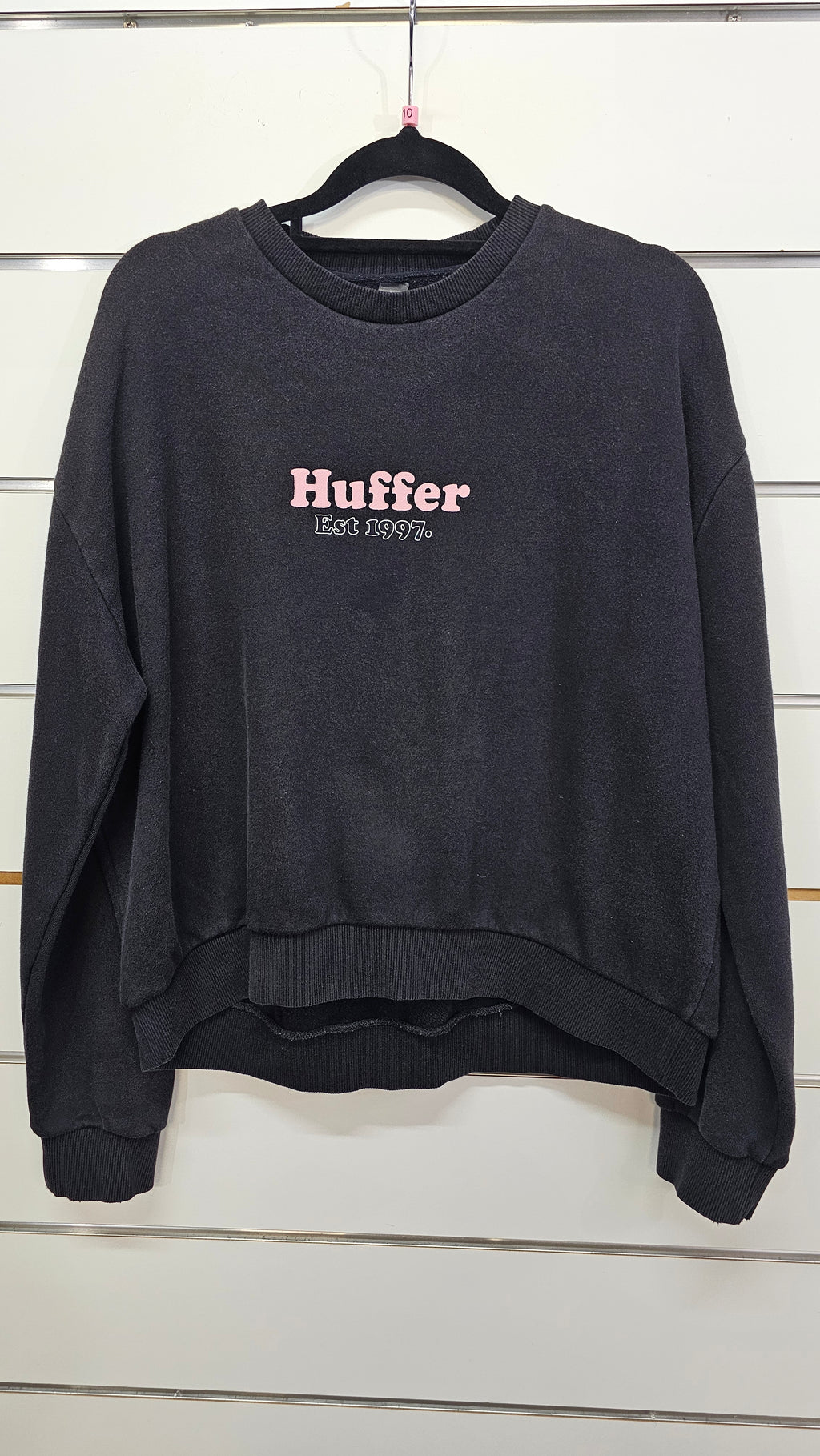 Huffer Black Logo-Print Cotton Jumper - 10