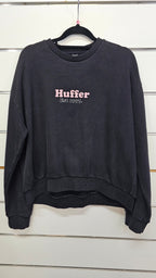 Huffer Black Logo-Print Cotton Jumper - 10