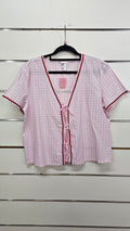 Anko Pink Checkered Sleep Top with Red Trim - 10