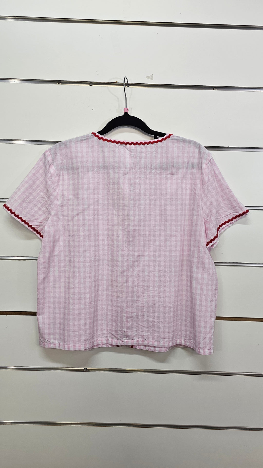 Anko Pink Checkered Sleep Top with Red Trim - 10
