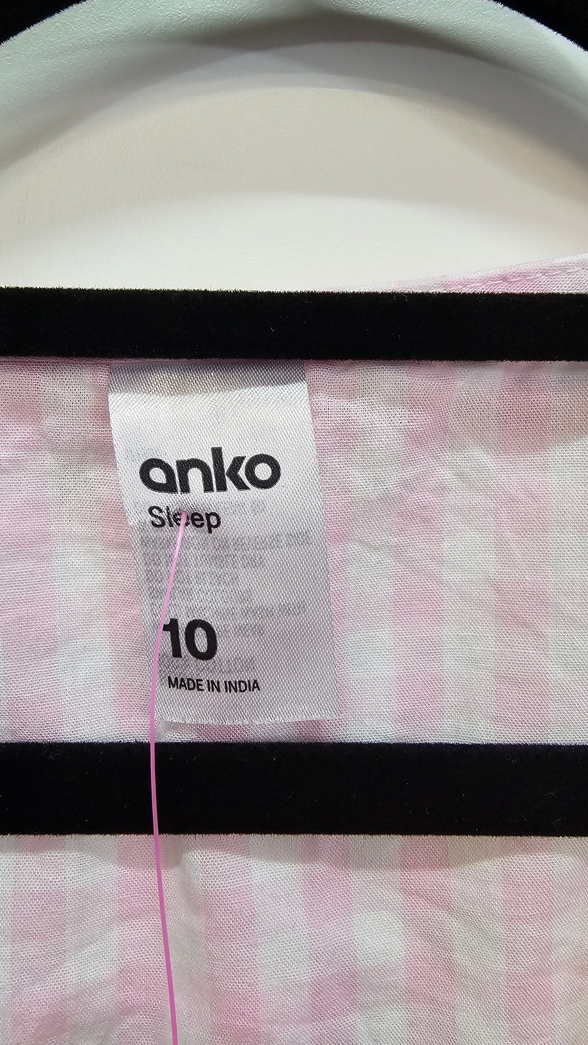 Anko Pink Checkered Sleep Top with Red Trim - 10