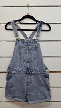 YO Light-Wash Denim Dungaree Shorts - 14