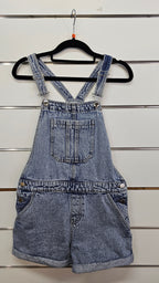 YO Light-Wash Denim Dungaree Shorts - 14