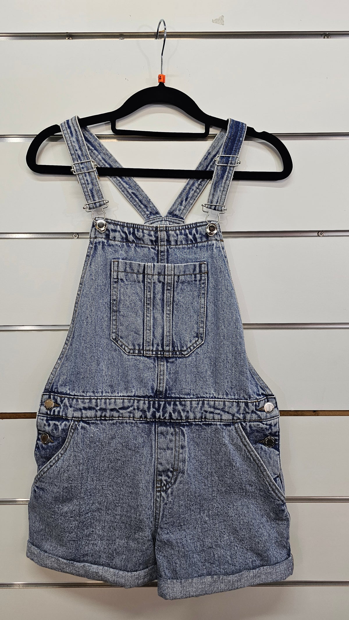 YO Light-Wash Denim Dungaree Shorts - 14