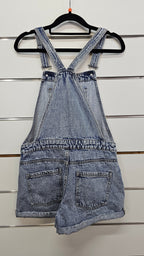 YO Light-Wash Denim Dungaree Shorts - 14