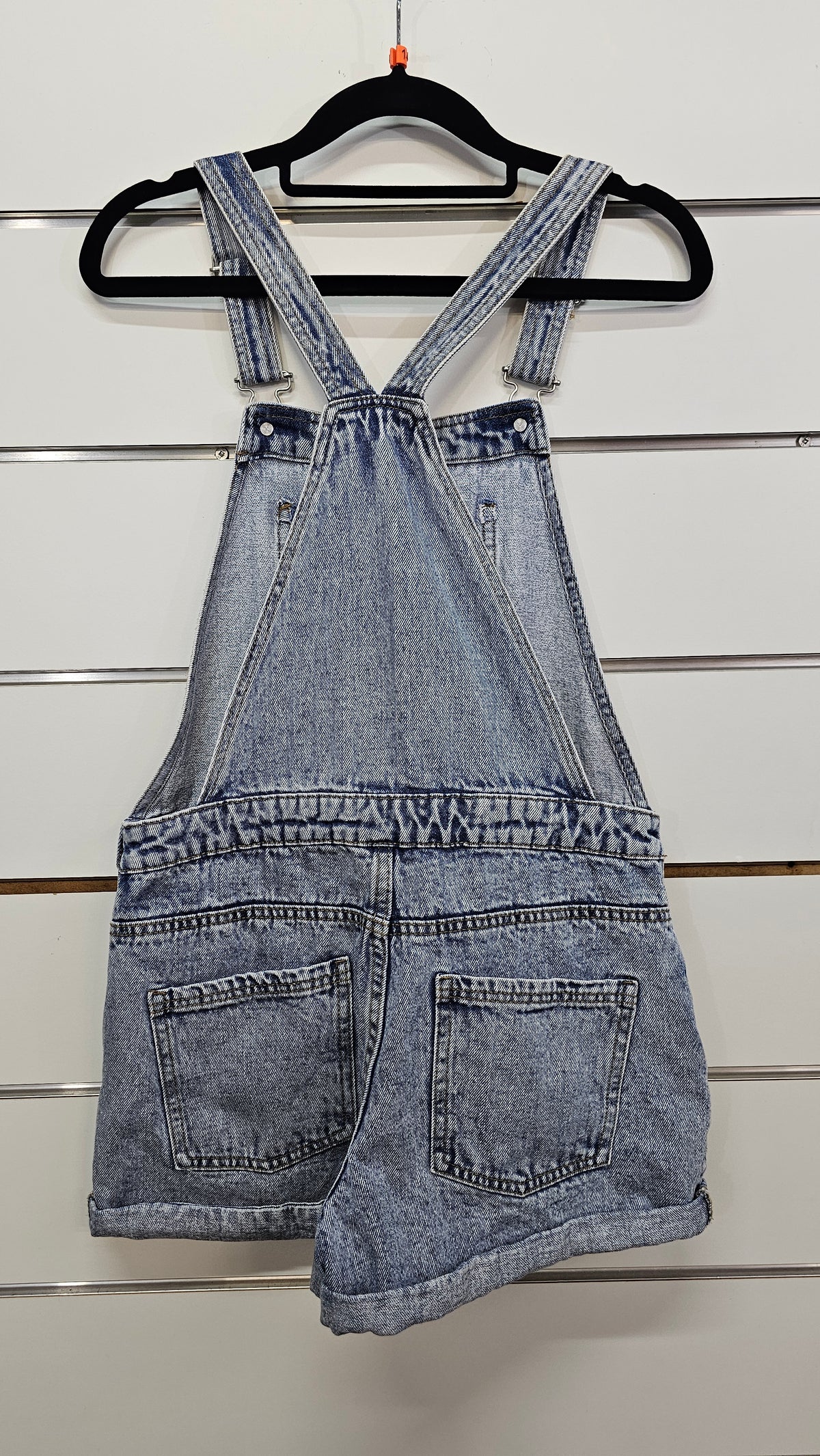 YO Light-Wash Denim Dungaree Shorts - 14