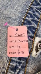 YO Light-Wash Denim Dungaree Shorts - 14