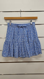 Pigalle Blue/White Floral Shorts with Skirt Overlay - XS