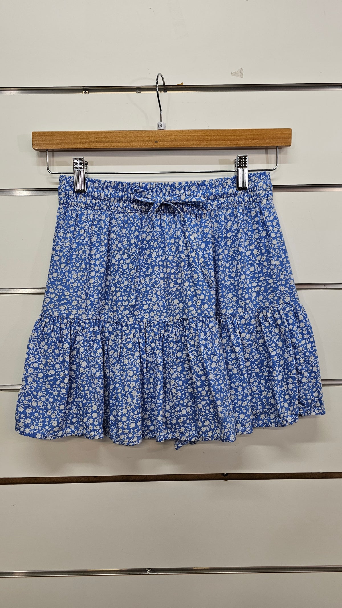 Pigalle Blue/White Floral Shorts with Skirt Overlay - XS
