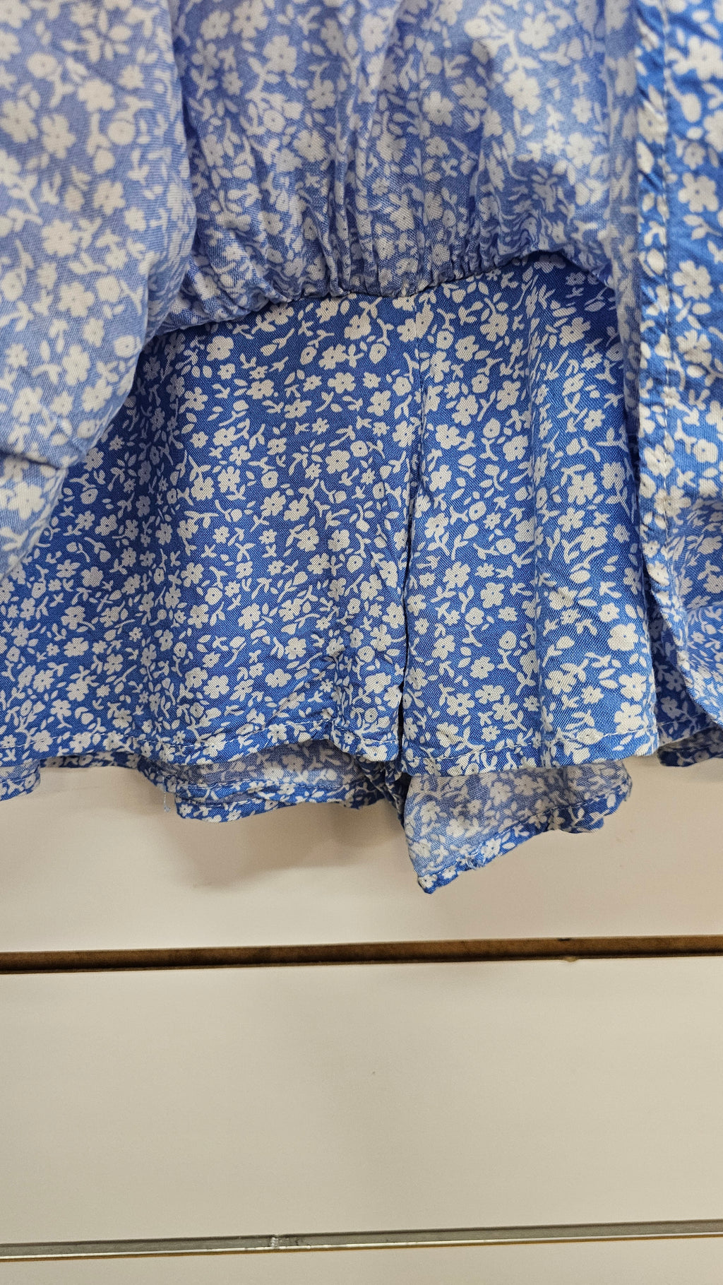 Pigalle Blue/White Floral Shorts with Skirt Overlay - XS