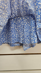 Pigalle Blue/White Floral Shorts with Skirt Overlay - XS