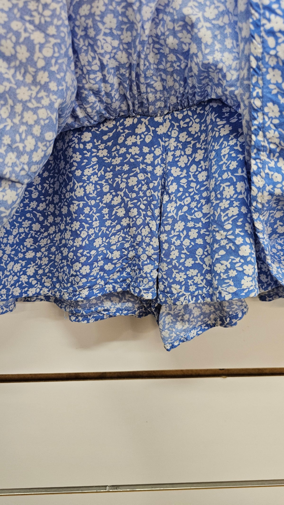 Pigalle Blue/White Floral Shorts with Skirt Overlay - XS