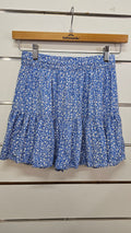 Pigalle Blue/White Floral Shorts with Skirt Overlay - XS