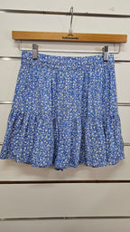 Pigalle Blue/White Floral Shorts with Skirt Overlay - XS