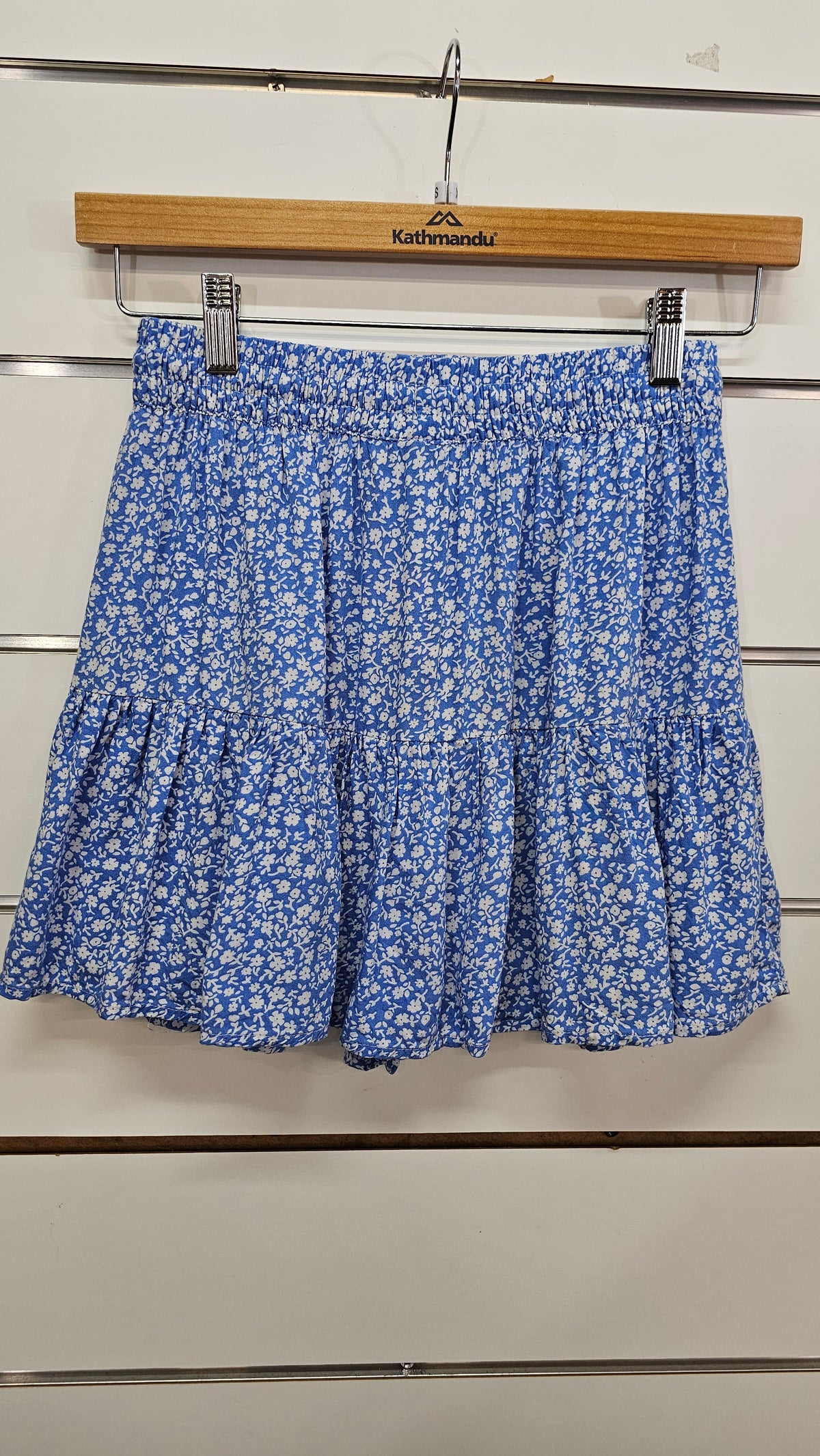 Pigalle Blue/White Floral Shorts with Skirt Overlay - XS