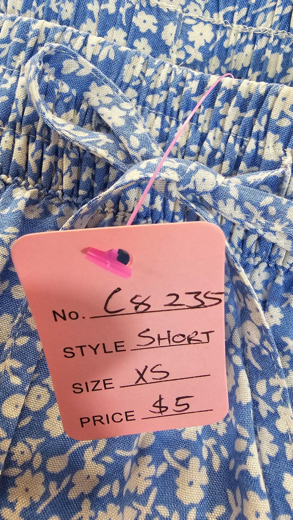 Pigalle Blue/White Floral Shorts with Skirt Overlay - XS