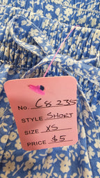 Pigalle Blue/White Floral Shorts with Skirt Overlay - XS