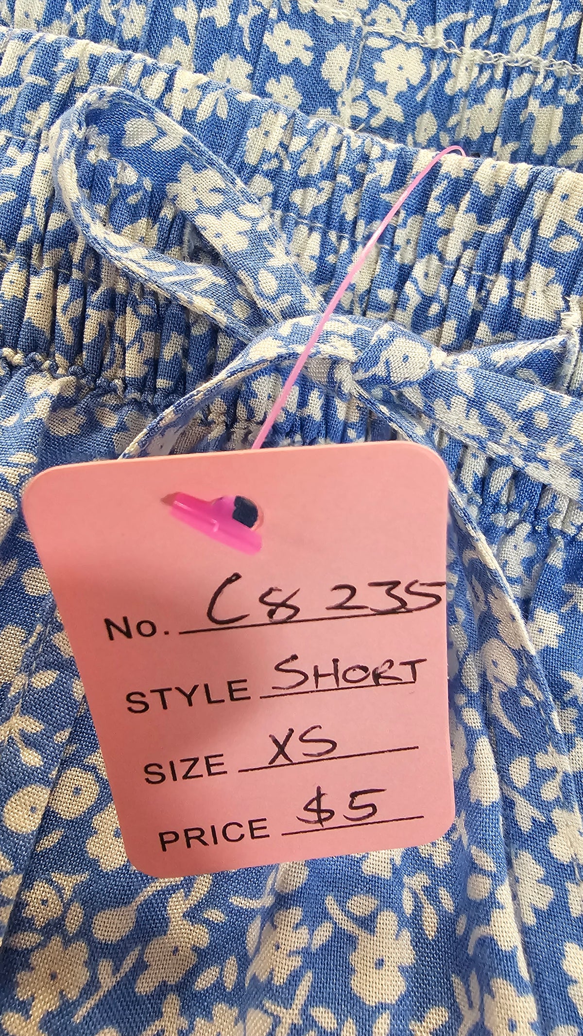 Pigalle Blue/White Floral Shorts with Skirt Overlay - XS