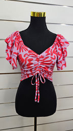 Light Purple/Red Pattern top - S/M